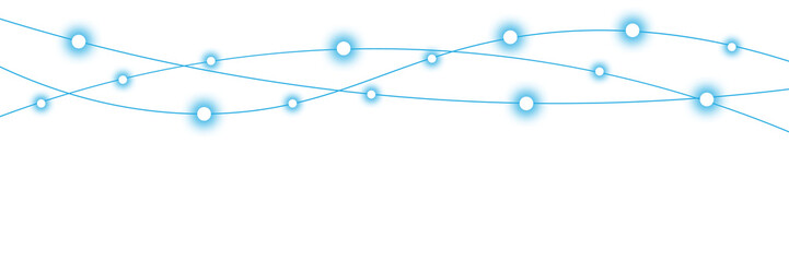 Set of Blue String Lights Glowing Decoration on Transparent Backdrop