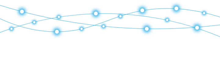 Set of Blue String Lights Glowing Decoration on Transparent Backdrop