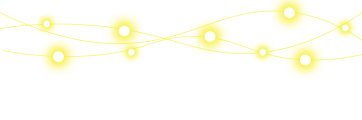 String Lights Decoration with Glowing Bulbs on Transparent Background
