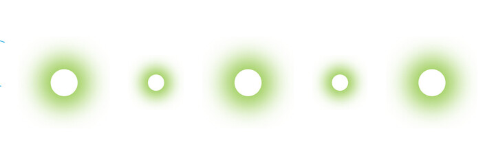 Row of Glowing Green Lights on Transparent Background for Decoration