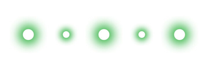 Green Glowing Lights in a Row on Transparent Background Decoration