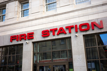 Obraz premium Newcastle upon Tyne UK: 17th Nov 2025: Hotel Gotham exterior. Famous Fire Station on Pilgrim Street converted into luxury hotel