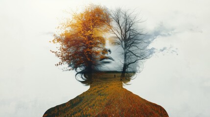 Emotional reflection of nature's beauty urban landscape digital art surreal environment artistic viewpoint merging human and nature concepts