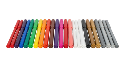 Set of colorful marker pens for drawing isolated on transparent background