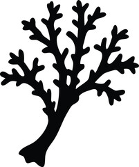 Sea corals and seaweed silhouette illustration