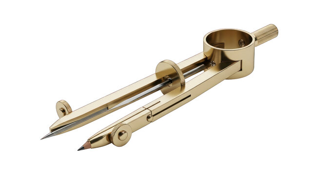 Golden compass isolated on transparent background