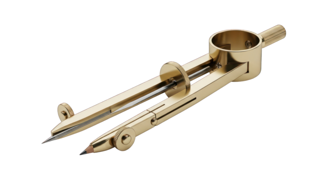 Golden compass isolated on transparent background