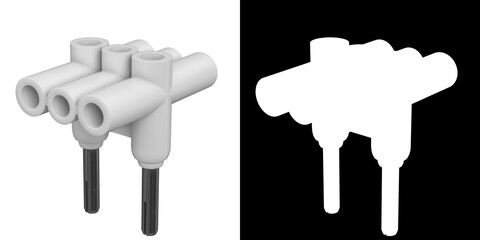 3D rendering illustration of a Vintage Italian T-Shaped Adapter