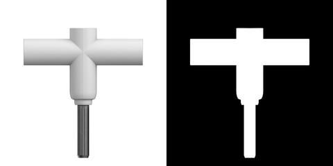 3D rendering illustration of a Vintage Italian T-Shaped Adapter