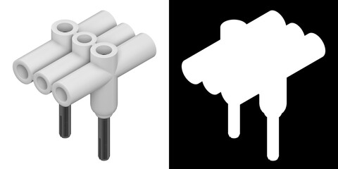 3D rendering illustration of a Vintage Italian T-Shaped Adapter