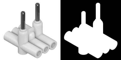 3D rendering illustration of a Vintage Italian T-Shaped Adapter
