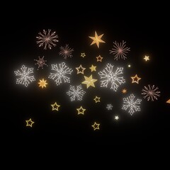 Festive winter background with gold stars and snowflakes. Perfect for Christmas, New Year's, and holiday designs.