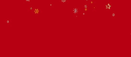 Christmas background with red color and snowflakes and stars. Festive holiday concept. Perfect for Christmas celebrations and decorat