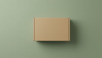 Brown cardboard box mockup on green background