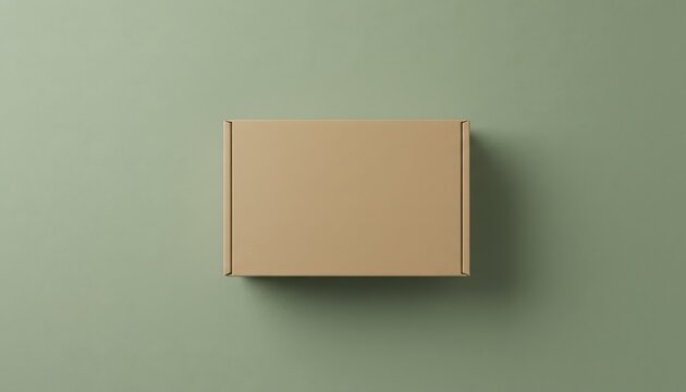 Brown cardboard box mockup on green background