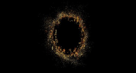 Elegant abstract design featuring a golden star dust ring against a dark black background, ideal for luxury concepts and dig © vegefox.com