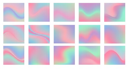 Obraz premium Collection of soft pastel gradient backgrounds with swirling colors
