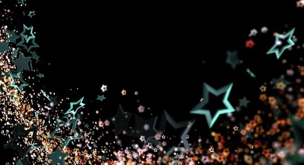 Dynamic abstract background of stars, with bokeh and magical glow, ideal for celebration, party, and holiday themes. Per