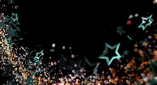 Dynamic abstract background of stars, with bokeh and magical glow, ideal for celebration, party, and holiday themes. Per