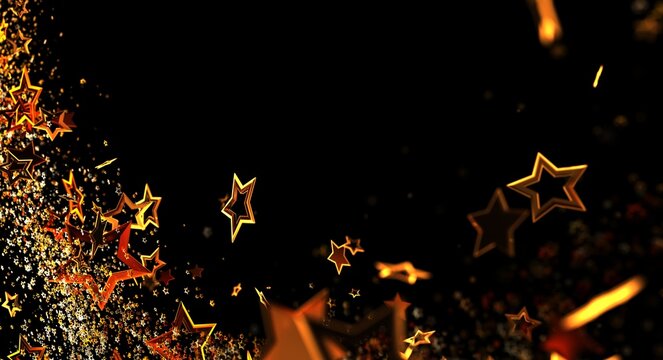 Luxurious golden stars background with sparkling effect. Perfect for celebrations, awards, and elegant designs. Use for part