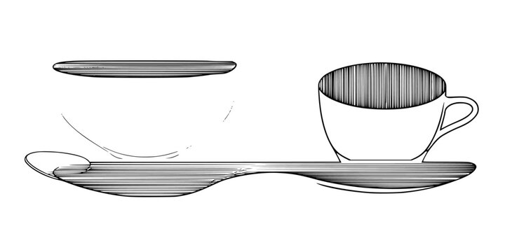 Elegant duo: Timeless tea time tranquility | Clean, isolated vector art for creative projects.