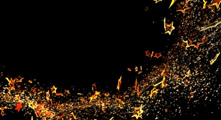 Dynamic, vibrant golden star burst effect on a black background, perfect for adding a touch of celebration and joy to your p