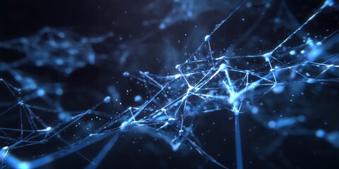 A futuristic abstract representation of interconnected nodes and strands, symbolizing technology and digital networks.