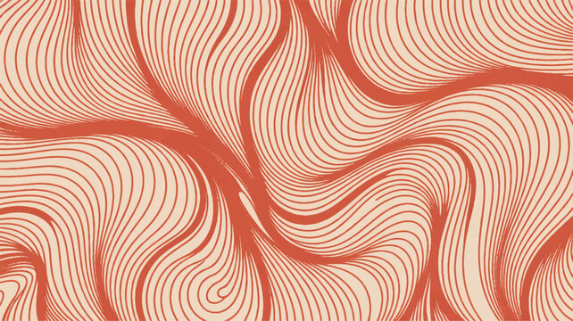Abstract seamless pattern design with flowing terracotta wavy lines creating a fluid and organic texture background for modern graphics