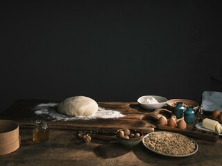 An inviting kitchen scene captures the essence of preparing Romanian Mucenici. Ingredients like...