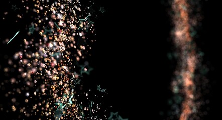 Abstract image featuring a background with bokeh, glowing stars, and blurred elements against a dark space, ideal for creati