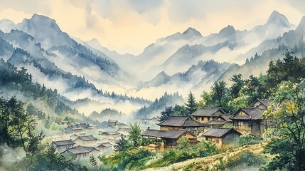 Fototapeta premium Ink wash painting