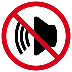 Quiet Area Symbol. Noise Restriction Pictogram with Speaker and Sound Waves.