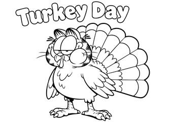 Delightful cartoon turkey outline for kids' creative coloring pages activity on Thanksgiving holiday
