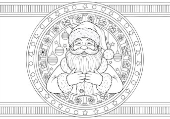 Festive Santa Claus Portrait Outline for Engaging Holiday Coloring Pages and Creative Activities