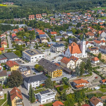 Eging am See im Dreiburgenland in der Region Donau-Wald in Niederbayern von oben