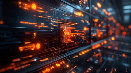 Futuristic digital data security system with abstract glowing network - Powered by Adobe