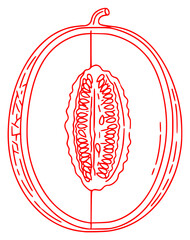 halved brain, red outline, surreal, abstract, digital art, minimalist, bold lines, anatomy, organic, experimental
