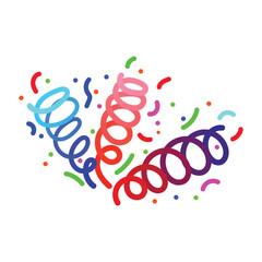 Colorful confetti and streamers falling for a festive celebration background design