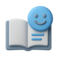 Symbolic Open Book with Smiling Emoticon on a Dark Gradient Background