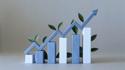 Sustainable financial reports with bar charts and green leaves, eco-friendly economic data, environmental business analysis, renewable investment papers, green performance review