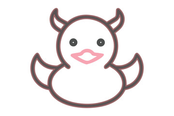 Devil Duck Icon Outline with Pink Lips on Black Background image graphic