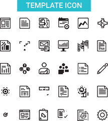 Minimalist Template outine icons set with editable stroke. thin linear illustration. Vector illustration
