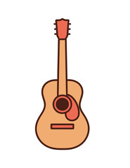 Fototapeta premium A simple illustration of an acoustic guitar is presented against a plain white background.
