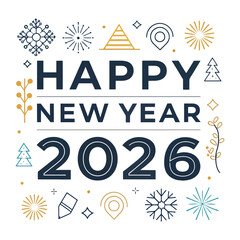 Happy New Year 2026 typography vector