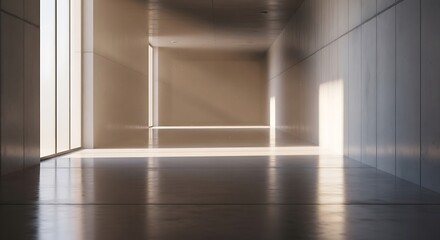 輝く光通過点でのミニマリスト建築は未来へ導くような穏やかな雰囲気で満たされる