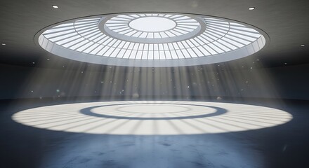 明るい光が差し込むドーム型天井の静かな空間の穏やかな雰囲気と美しい光景