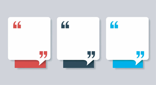 Modern Quote Box Templates with Quotation Marks for Testimonials and Speech Bubbles Design Elements