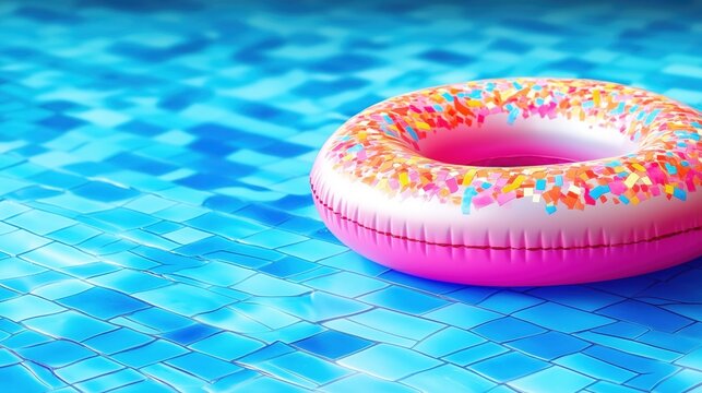 Donut float in a blue swimming pool