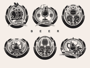 Beer labels and icon set. Collection icon beer. Vector