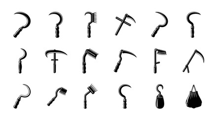 Obraz premium Collection of vintage farm tools perfect for historical designs and agricultural themes